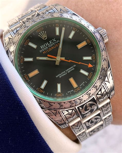 engraved rolex milgauss|Rolex Milgauss price used.